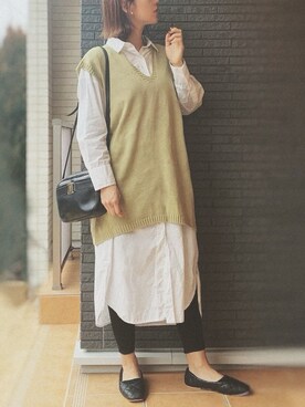 「ピスタチオ」｜「アイテム（シャツワンピース）」を使った、chi__ka❤︎さん（レディース・161cm）の冬コーディネート