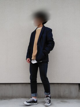 「スウエット」｜「アイテム（デニムジャケット）」を使った、シラスさん（メンズ・170cm）の春コーディネート
