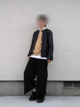 「united arrows」｜「アイテム（ライダースジャケット）」を使った、シラスさん（メンズ・170cm）の春コーディネート