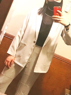 Gu ジーユー のテーラードジャケット ホワイト系 を使ったレディース人気ファッションコーディネート Wear