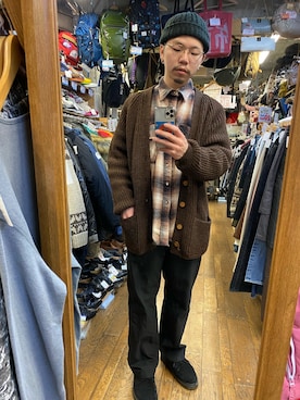 「A.P.C.（アーペーセー）のアイテム（ブーツ）」を使った、sakuさん（メンズ・170cm）の冬コーディネート
