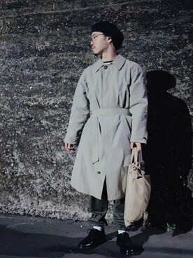 GIORGIO ARMANIのステンカラーコートを使ったメンズ人気ファッション 