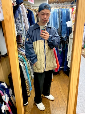 「STUSSY（ステューシー）のアイテム（ナイロンジャケット）」を使った、sakuさん（メンズ・170cm）の春コーディネート