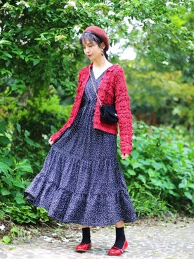 「花柄」｜「アイテム（アンサンブル）」を使った、rokuさん（レディース・172cm）の春コーディネート