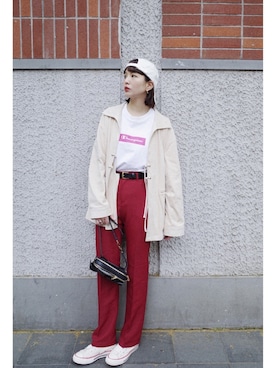 「COCO DEAL（ココディール）のアイテム（バッグ）」を使った、rokuさん（レディース・172cm）の春コーディネート