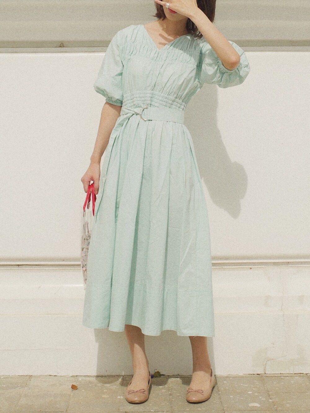 Ameri（アメリ）の「SHIRRING VOLUME SLEEVE DRESS（ワンピース