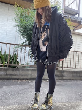 「SLY（スライ）のアイテム（MA-1）」を使った、chiiiiまるさん（レディース・152cm）の秋コーディネート