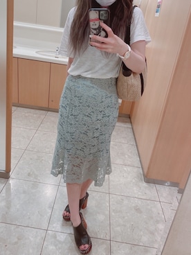 「カコバッグ」｜「アイテム（スカート）」を使った、chiiiiまるさん（レディース・152cm）の夏コーディネート