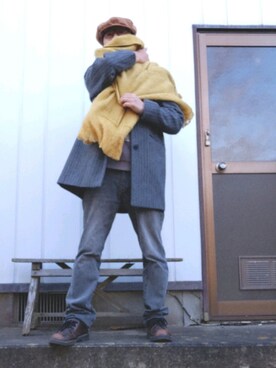ピーコートを使った マフラーぐるぐる のメンズ人気ファッションコーディネート Wear