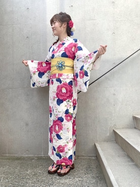 「モダン」｜「アイテム（浴衣）」を使った、Yumekyotoさん（レディース・165cm）の夏コーディネート
