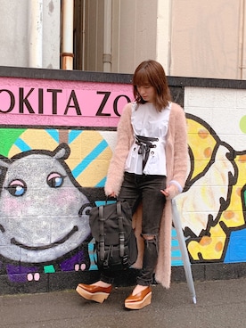 「nina mew（ニーナミュウ）のアイテム（その他アウター）」を使った、瀬口かなさん（レディース・158cm）の秋コーディネート