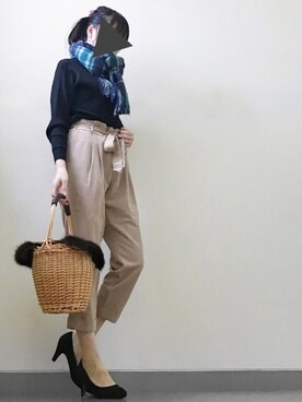 「ROPE' PICNIC（ロペピクニック）の【WEB.一部店舗限定35,40サイズ】ポインテッドトゥプレーンパンプス（パンプス）」を使った、おこめさん（レディース・155cm）の秋コーディネート