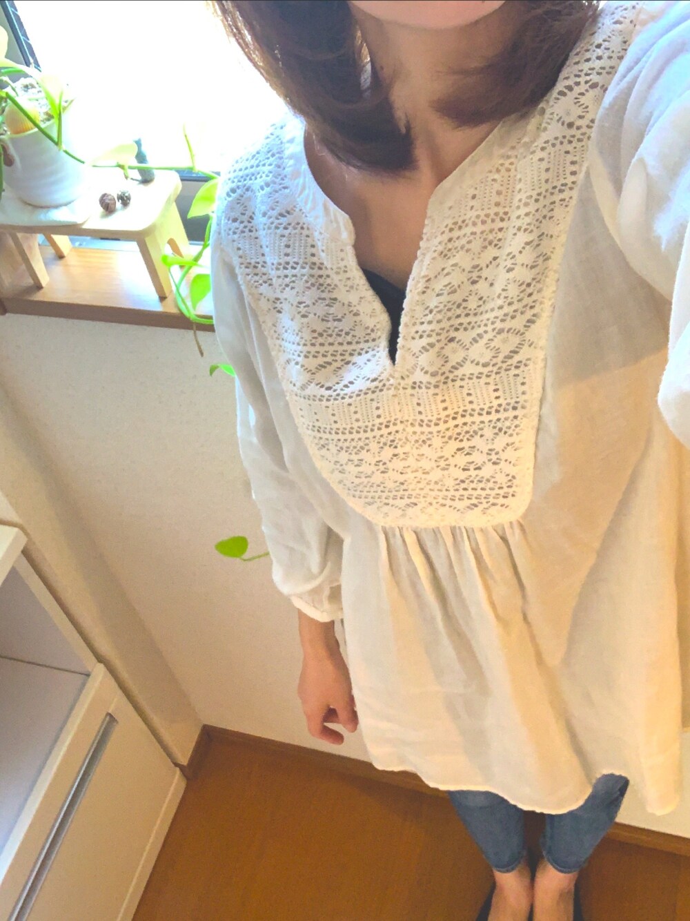 「大人カジュアル、今日のコーデ、ブラウス、カジュアルコーデ、ママファッション、デニム、ローリーズファーム(LOWRYS FARM)、ovovo、キレイめ」｜tomotomoさん（レディース・164cm）の春コーディネートの1枚目の写真