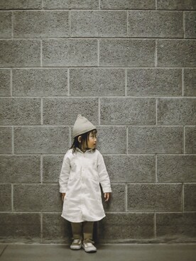 「アイテム（シャツワンピース、ホワイト系）」を使った、poisonweiさん（キッズ・90cm）の冬コーディネート