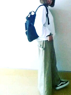 「niko and...（ニコアンド）のメンテンBIGBIG Ｔシャツ【niko and ...】（Tシャツ/カットソー）」を使った、nさん（レディース・157cm）の春コーディネート