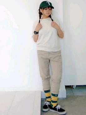 「SUUNTO（スント）のアイテム（アナログ腕時計）」を使った、nさん（レディース・158cm）の春コーディネート