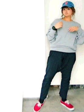 「roial（ロイアル）のアイテム（帽子）」を使った、nさん（レディース・158cm）の春コーディネート
