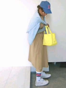 「roial（ロイアル）のアイテム（帽子）」を使った、nさん（レディース・158cm）の春コーディネート