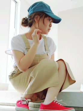 「roial（ロイアル）のアイテム（帽子）」を使った、nさん（レディース・158cm）の夏コーディネート