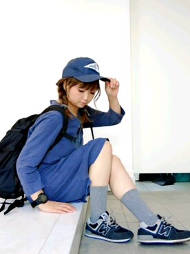 「Pilgrim Surf Supply（ピルグリムサーフサプライ）のアイテム（帽子）」を使った、nさん（レディース・158cm）の夏コーディネート