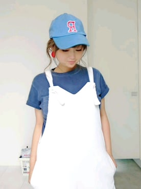 「ポケットＴシャツ」｜「アイテム（サロペット/オーバーオール）」を使った、nさん（レディース・158cm）の秋コーディネート