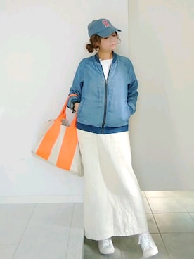 「サロペットスカート」｜「アイテム（キャップ）」を使った、nさん（レディース・158cm）の冬コーディネート