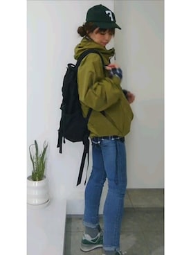 「WOOLRICH（ウールリッチ）のアイテム（ナイロンジャケット）」を使った、nさん（レディース・158cm）の冬コーディネート