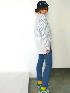 「BRIXTON（ブリクストン）のアイテム」を使った、nさん（レディース・158cm）の春コーディネート