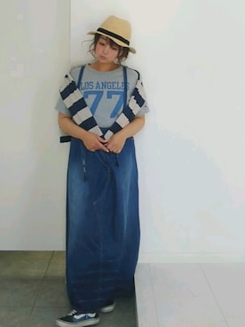 「KNOX（ノックス）のアイテム（ハット）」を使った、nさん（レディース・158cm）の春コーディネート