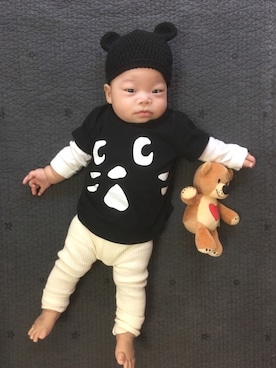 「にゃー」｜「アイテム（ニットキャップ/ビーニー）」を使った、nohana＊＊＊kent さん（キッズ・70cm）の春コーディネート
