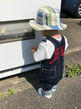 「Wrangler（ラングラー）のアイテム（オールインワン・サロペット）」を使った、nohana＊＊＊kent さん（キッズ・80cm）の夏コーディネート