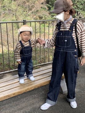 「Wrangler（ラングラー）のアイテム（オールインワン・サロペット）」を使った、nohana＊＊＊kent さん（キッズ・80cm）の秋コーディネート