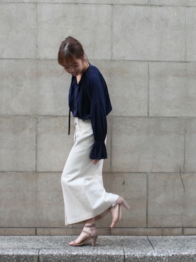 「ボウタイ」｜NARUMIさん（レディース・161cm）の冬コーディネート