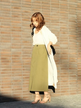 「ざっくりニットカーディガン」｜NARUMIさん（レディース・161cm）の春コーディネート