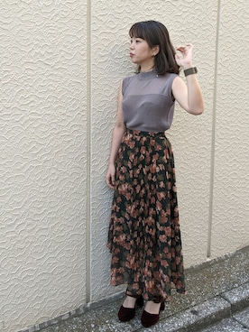 「アイテム（トップス、ブラウン系）」を使った、NARUMIさん（レディース・161cm）の夏コーディネート