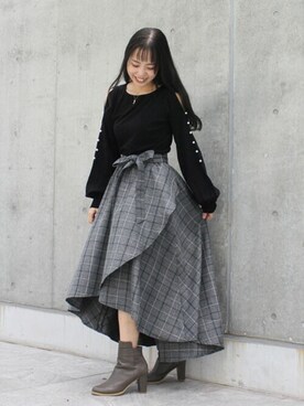 「DRWCYS（ドロシーズ）のアイテム（トップス）」を使った、NARUMIさん（レディース・162cm）の秋コーディネート