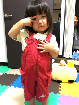 「NIKE（ナイキ）のアイテム（オールインワン・サロペット）」を使った、KYAHAIISANNさん（キッズ・80cm）の夏コーディネート