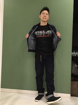 「The Flat Head（ザ・フラットヘッド）のアイテム（ジャケット/アウター）」を使った、長野晃宏さん（メンズ・165cm）の春コーディネート