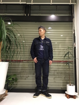 「The Flat Head（ザ・フラットヘッド）のアイテム（パンツ）」を使った、長野晃宏さん（メンズ・165cm）の冬コーディネート
