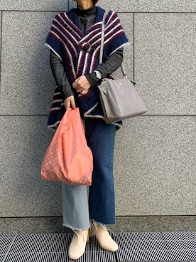 「エコバッグ」｜「アイテム（アナログ腕時計）」を使った、Dailyrusset ECさん（レディース・164cm）の冬コーディネート