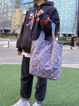 「アイテム（エコバッグ/サブバッグ、グレー系）」を使った、Dailyrusset ECさん（レディース・162cm）の春コーディネート