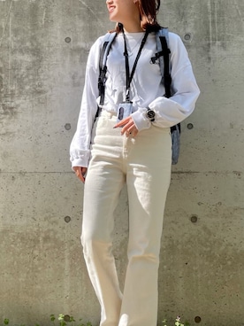 「コラボレーション」｜「アイテム（財布/小物）」を使った、Dailyrusset ECさん（レディース・156cm）の春コーディネート