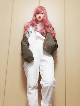 「ウィッグ」｜「アイテム（MA-1）」を使った、ななさん（レディース・154cm）の冬コーディネート