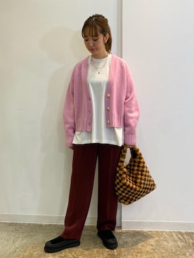 「Tシャツ/カットソー」｜「アイテム（スリッポン）」を使った、木下　遥さん（レディース・160cm）の秋コーディネート