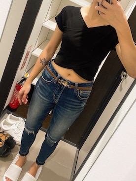 「へそだしコーデ」｜「アイテム（パンツ）」を使った、ayachopaさん（レディース・157cm）の秋コーディネート