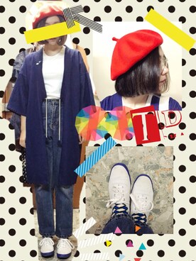 「kimono」｜「アイテム（ハンチング/ベレー帽）」を使った、applaiさん（レディース・156cm）の冬コーディネート