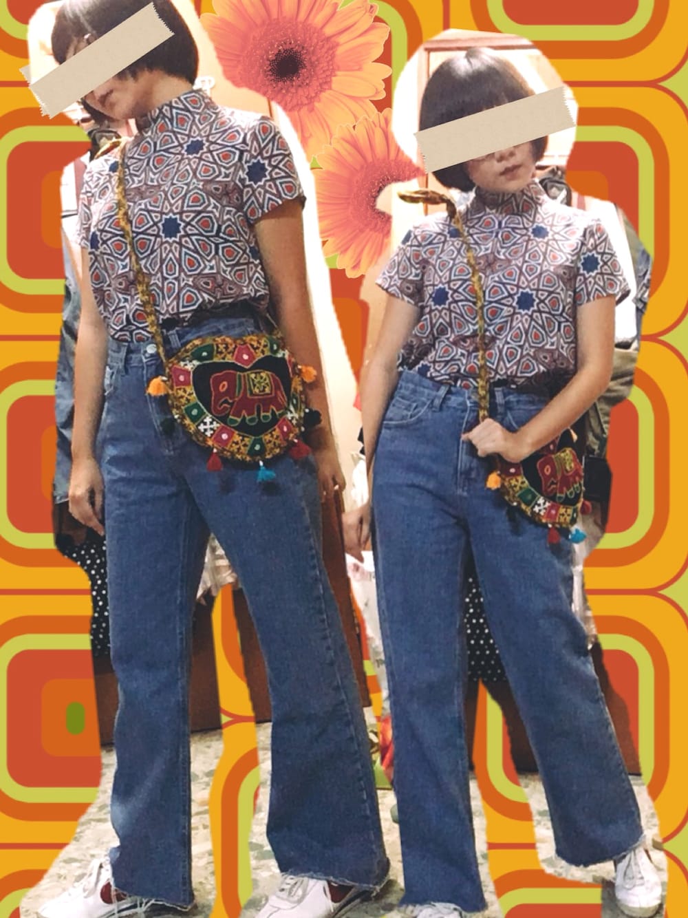 ブルー系のその他パンツ、その他のトップス、その他のショルダーバッグを着用したレディースの夏コーディネートの1枚目の写真