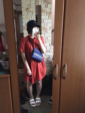 「AS KNOW AS PINKY（アズノゥアズピンキー）のアイテム（シャツワンピース）」を使った、せいかさん（レディース・152cm）の夏コーディネート
