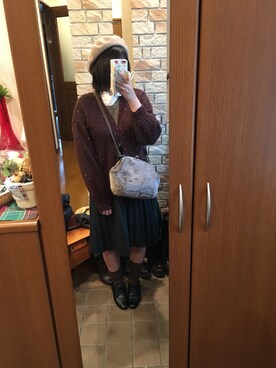 「NICE CLAUP（ナイスクラップ）のアイテム（ハンチング/ベレー帽）」を使った、せいかさん（レディース・152cm）の冬コーディネート