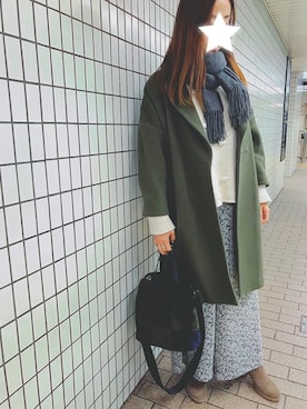 「小花柄」｜「アイテム（その他アウター）」を使った、saaya0126さん（レディース・161cm）の冬コーディネート